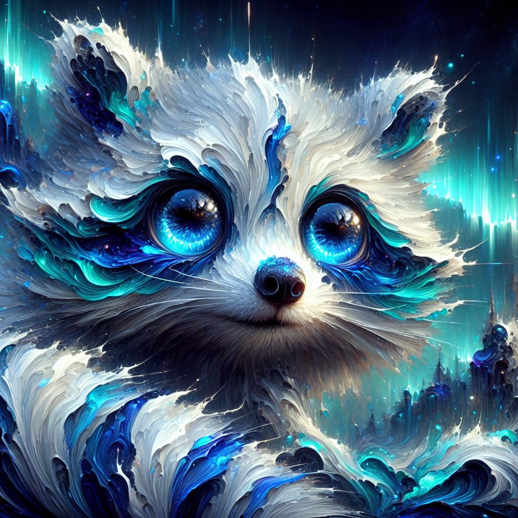 Ethereal Raccoon Ghost in Vibrant Autumnal Aura