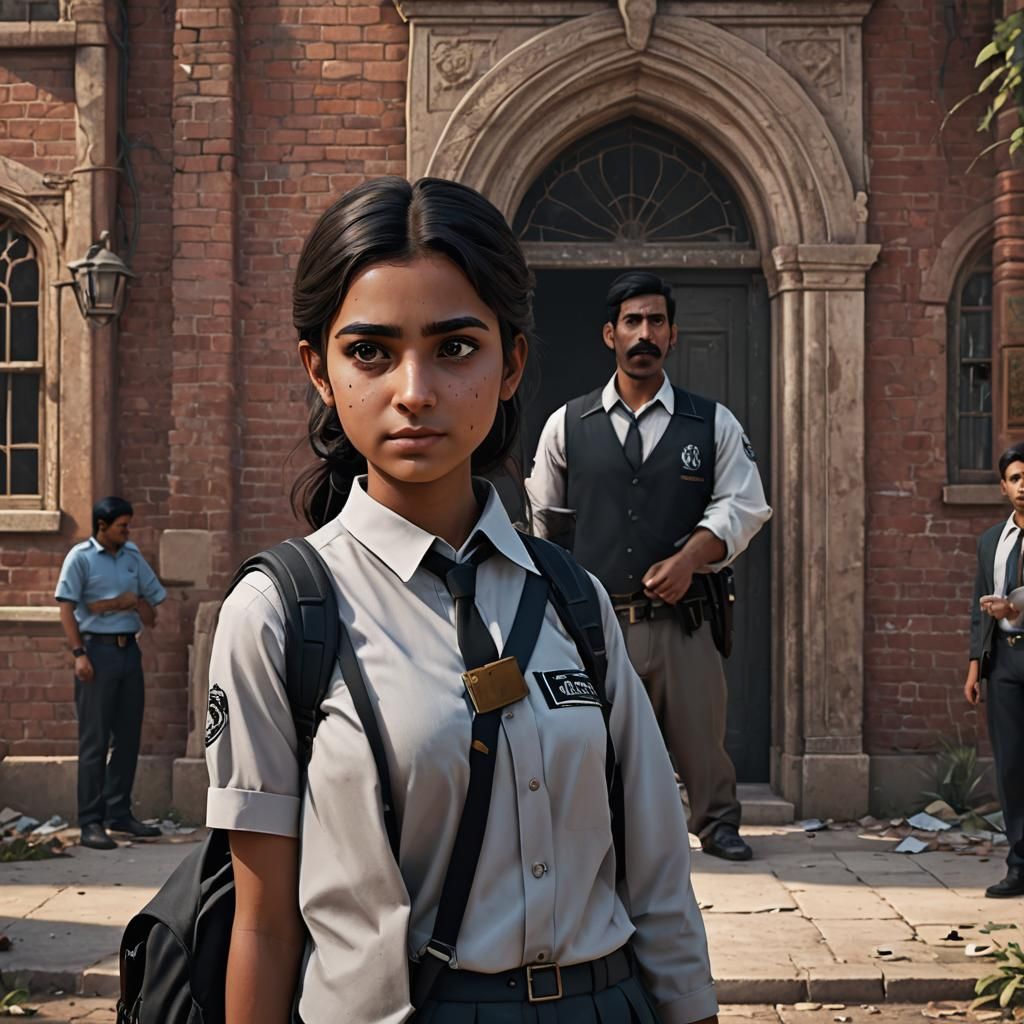 Pakistani Girl's Unease: A Matte Painting