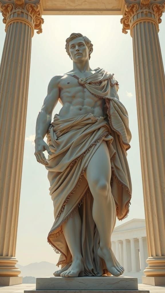 Ancient Roman Hero in Temple Setting