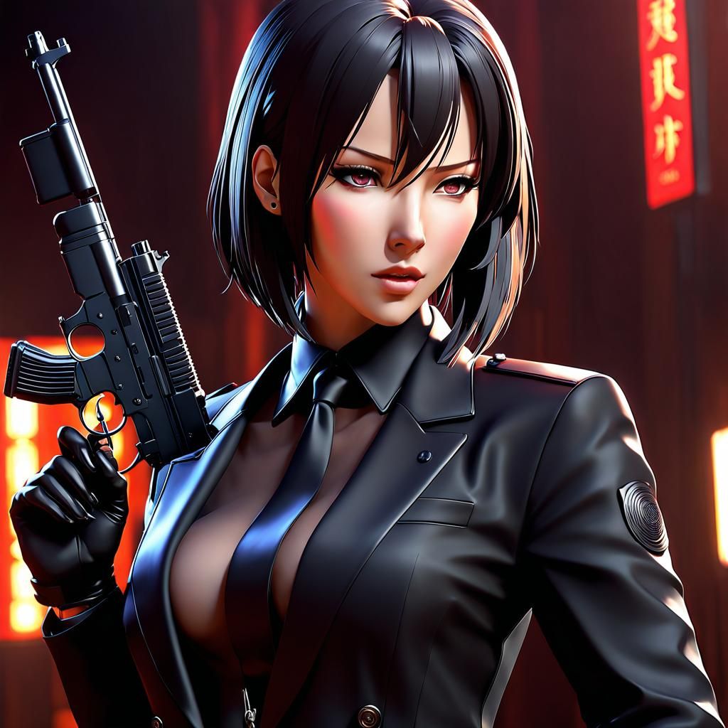 John Wick as Woman in 3D Anime Art