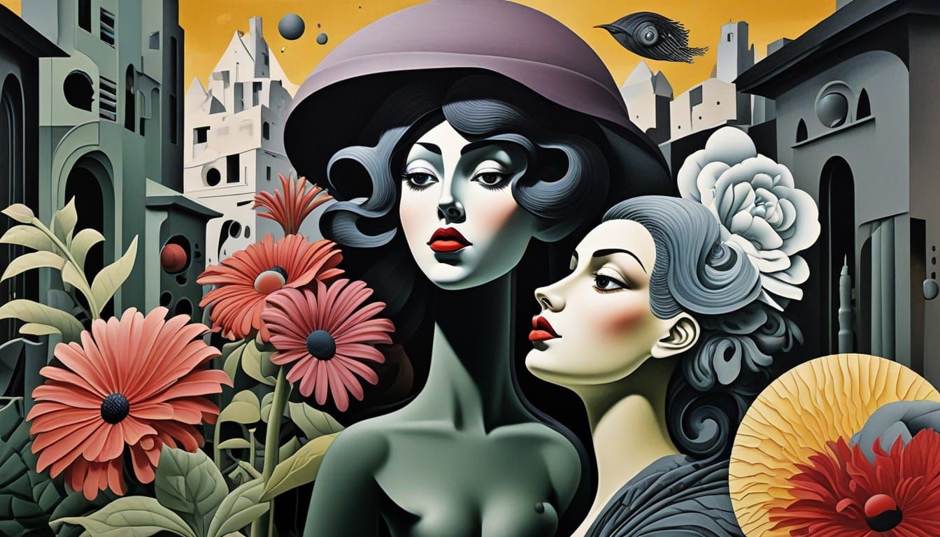 Wizards Crafting Flower Wife: Surreal Beryl Cook Style