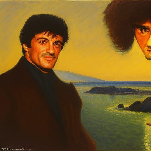 Coastal Rocky Balboa Portrait as Impressionist Painting
