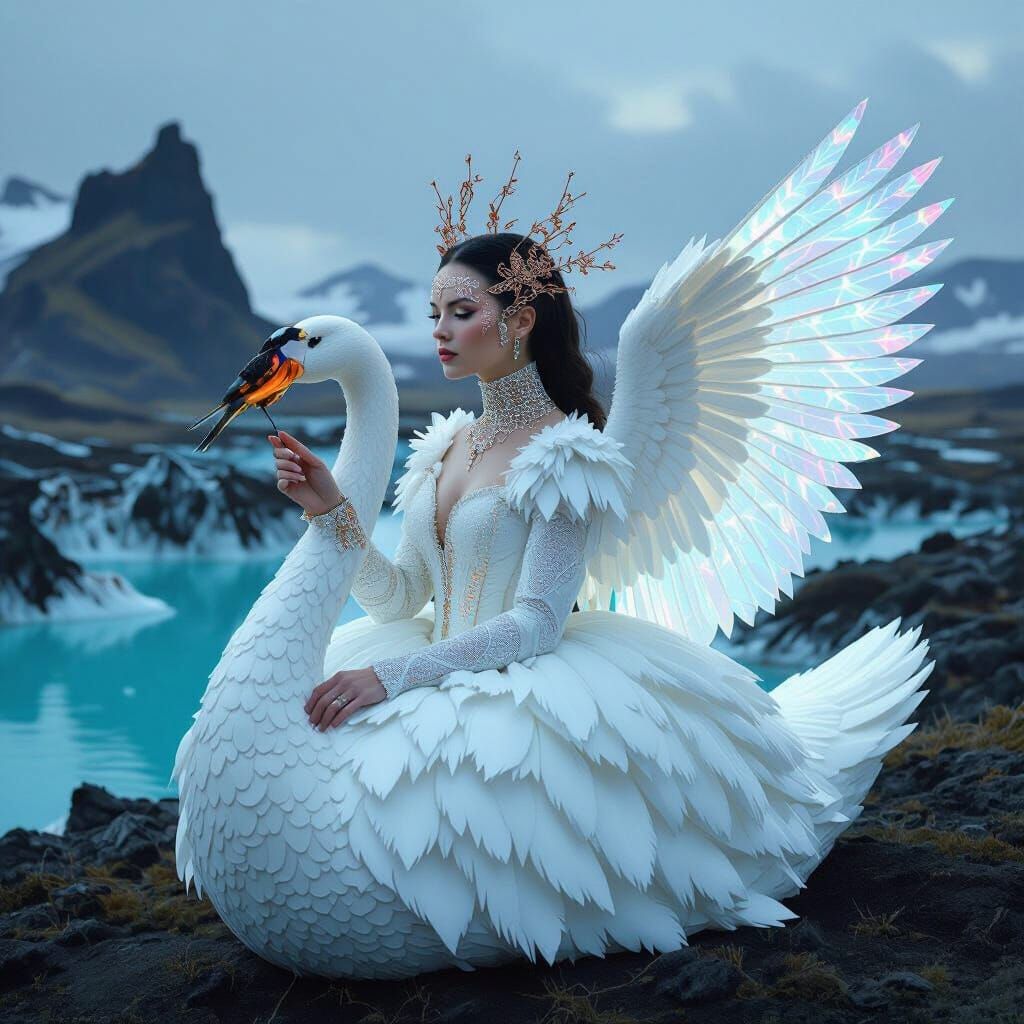 Björk as Bio-Mechanical Nymph in Swan Dress