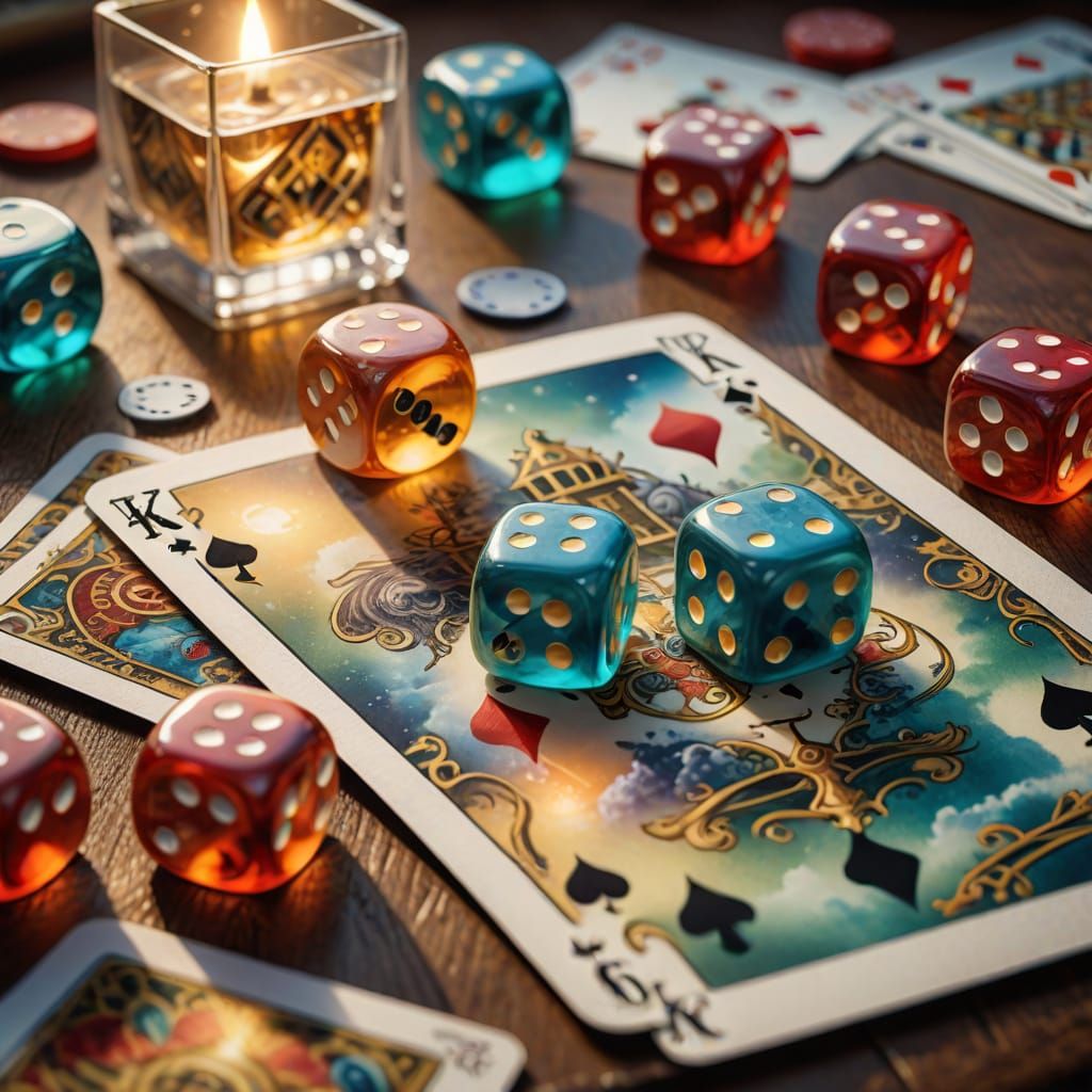 Ethereal Tattoo Sheet with Cards and Dice