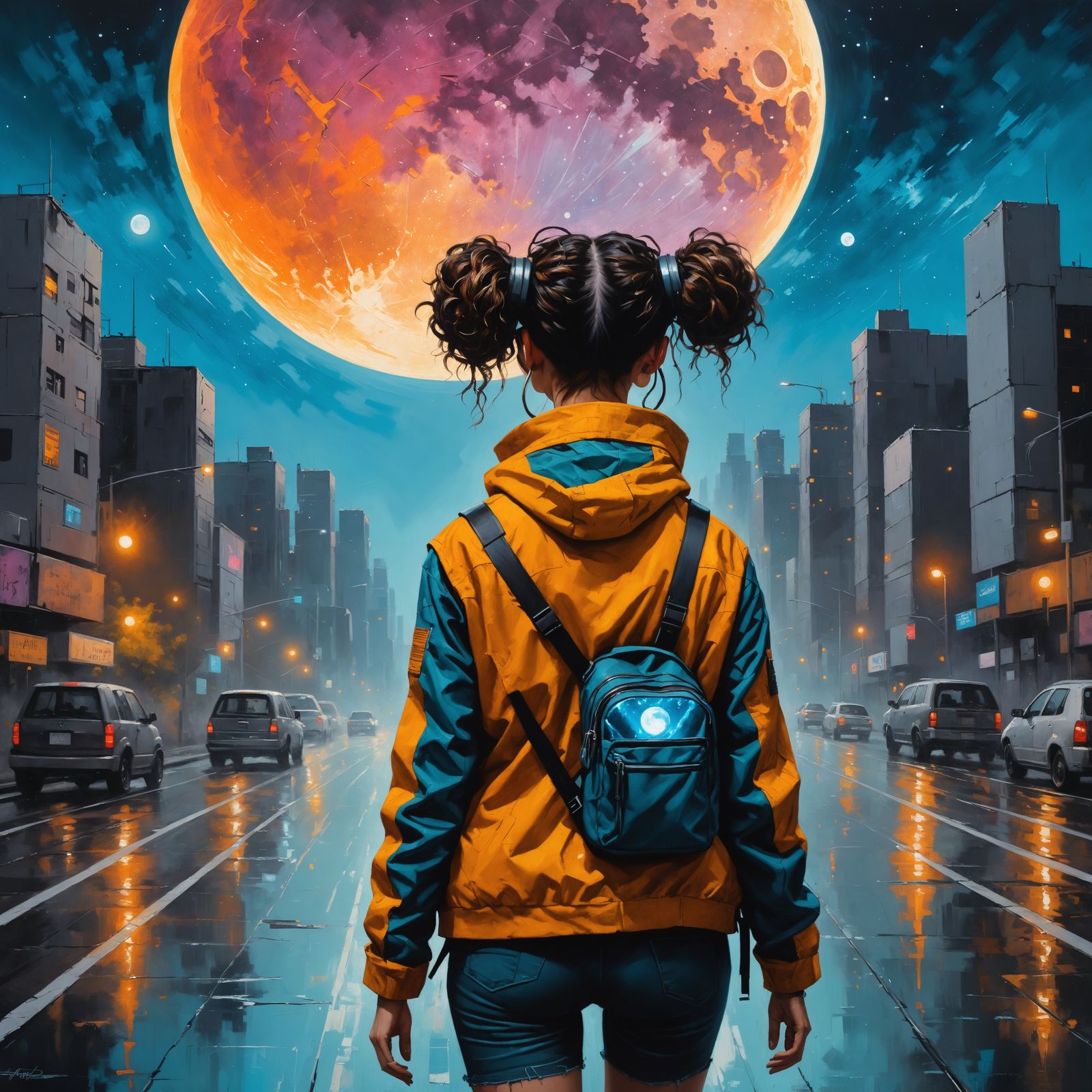 Surreal Cyberpunk Goddess in a Neon Cityscape