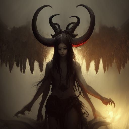 High Gothic Demonic Girl in Dark Ritual