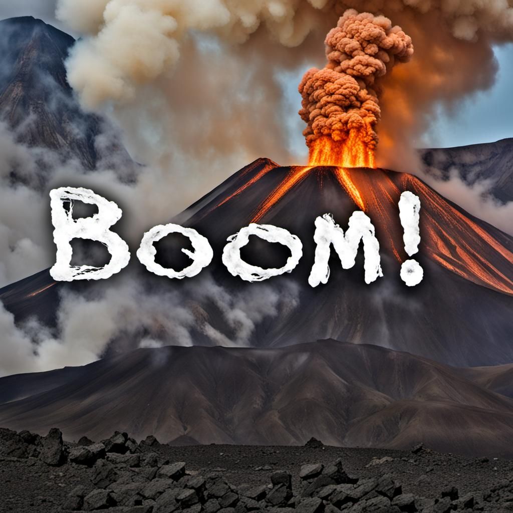 Volcanic Eruption Spells Out 'Boom!'