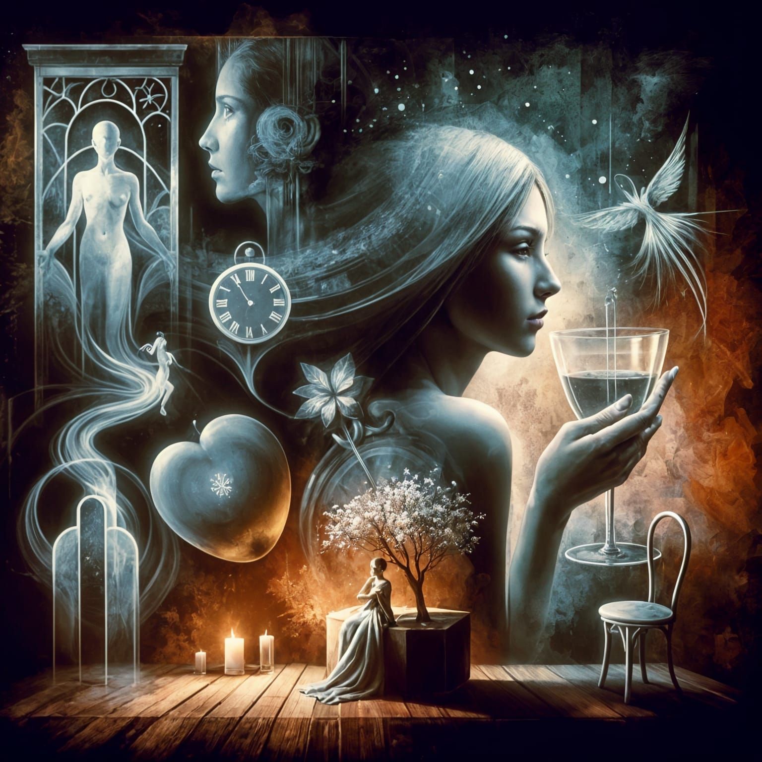 Figure in Melancholy, Surrounded by Fleeting Life