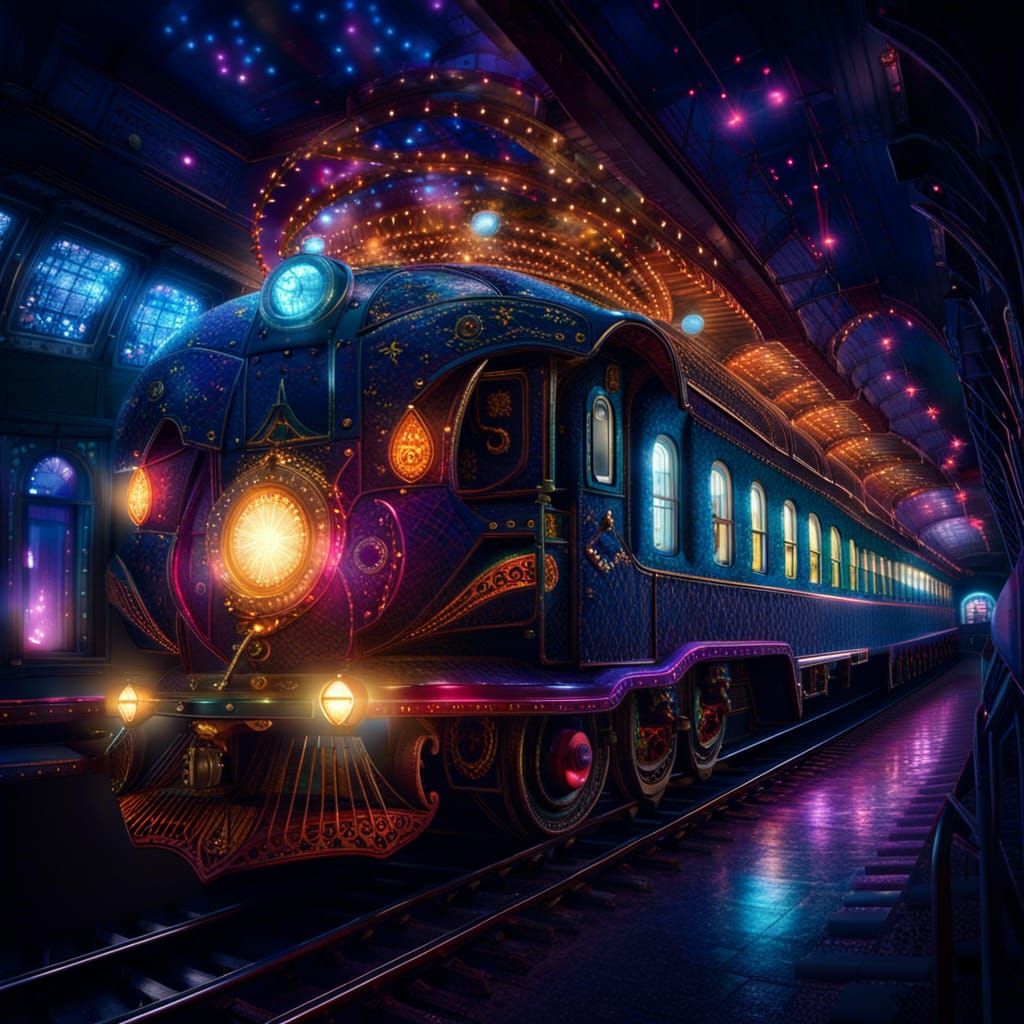 Magical Night Train Ride in Deep Colors
