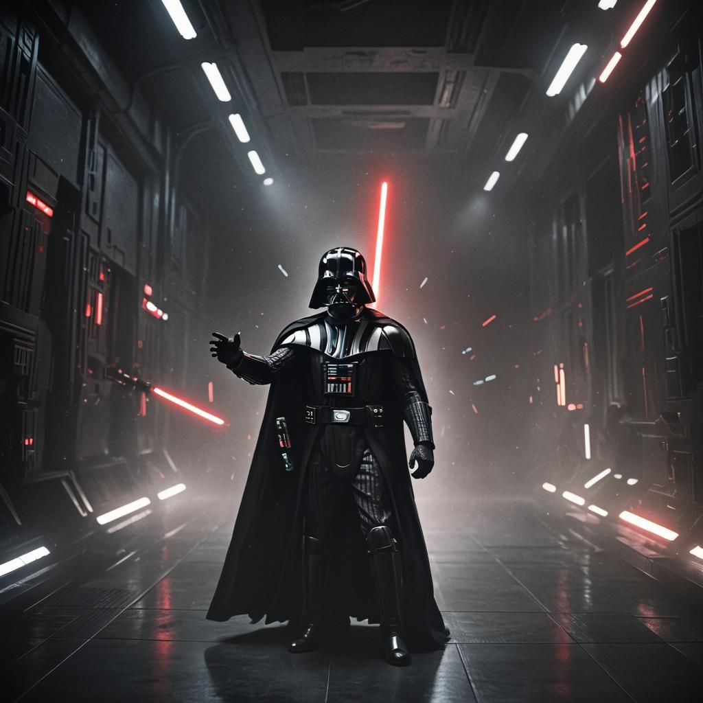 Darth Vader Concept Art in Dark Galaxy Hallway