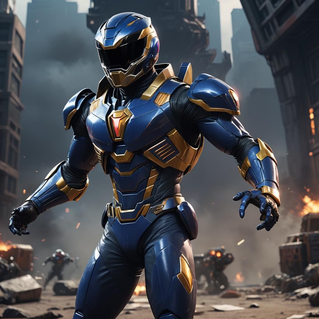 Black Space Ranger in 3D Cinematic Style