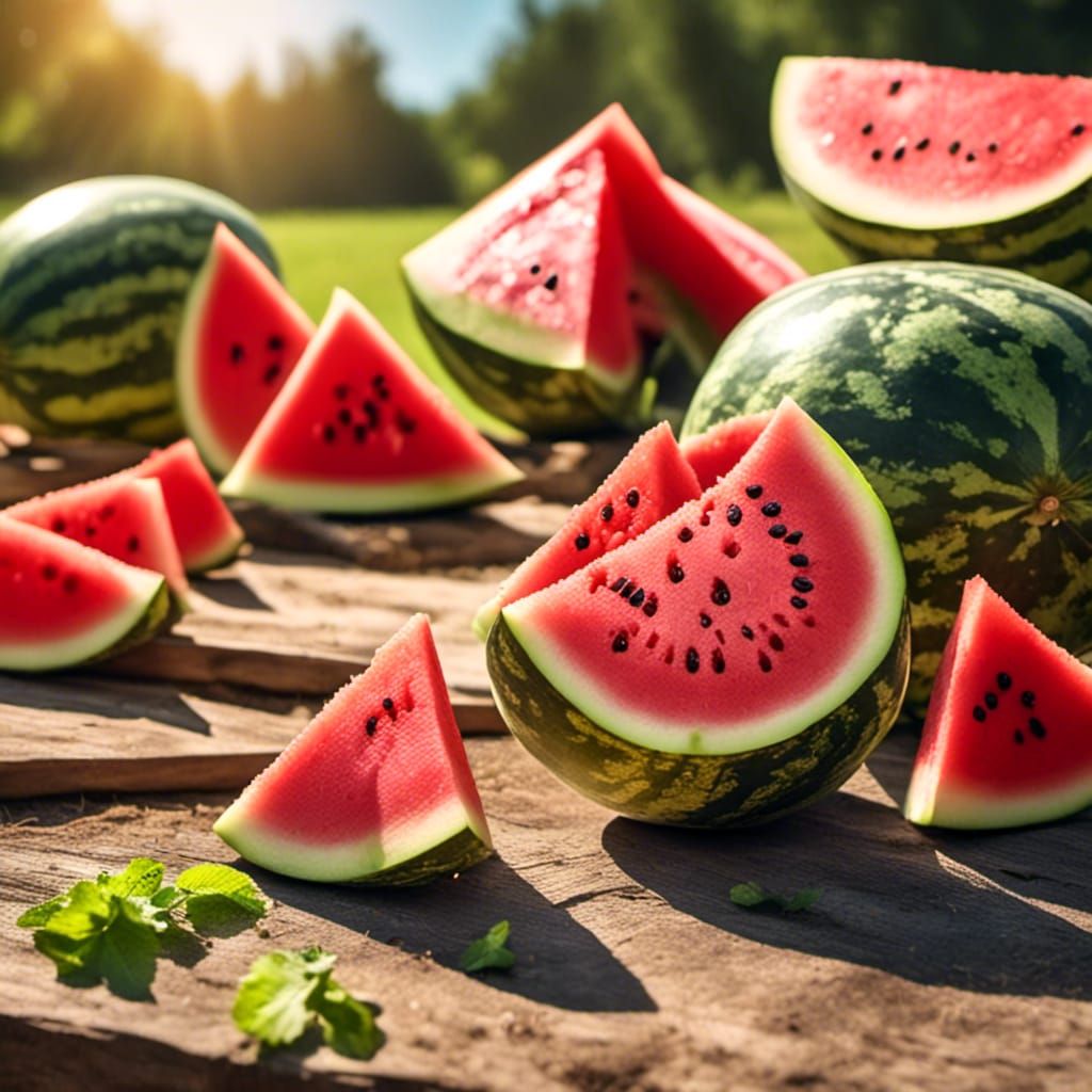 Juicy Watermelon Picnic in Summer Sunlight