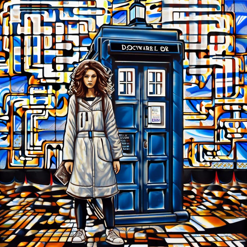 Ghost Hunter Visits TARDIS in Graffiti Art Style