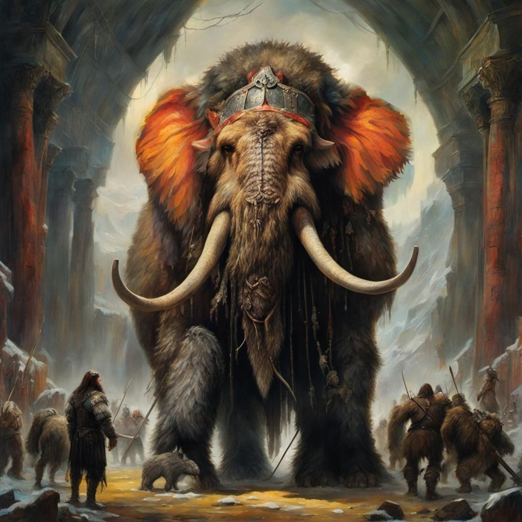 Colossal Woolly Mammoth in Perfect Composition