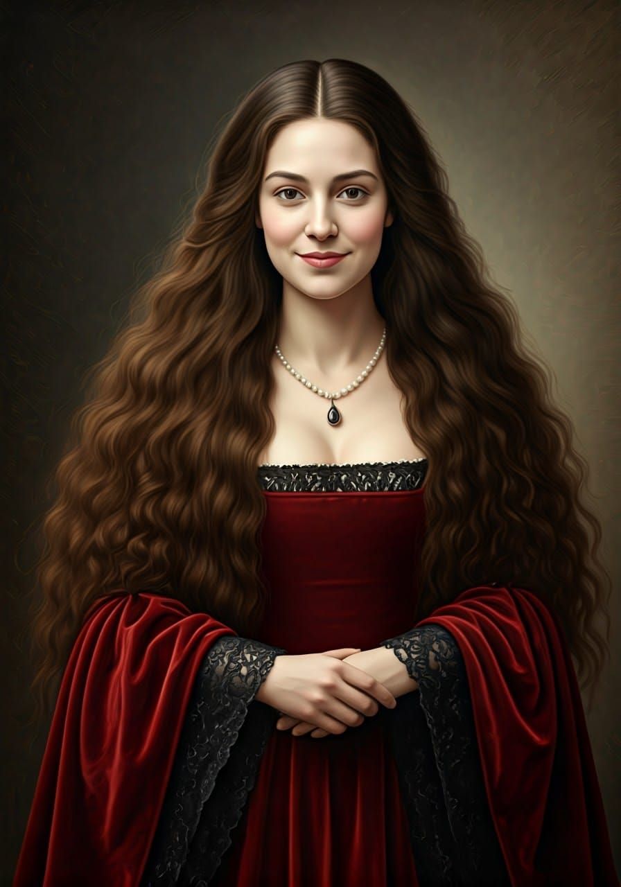 Medieval Lady in Luxurious Velvet Attire