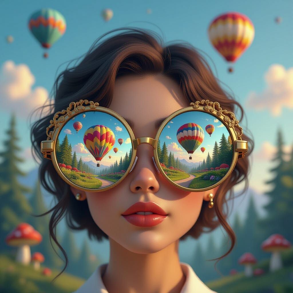 3D Portrait: Giant Glasses Reflecting Balloon Festival & Enc...