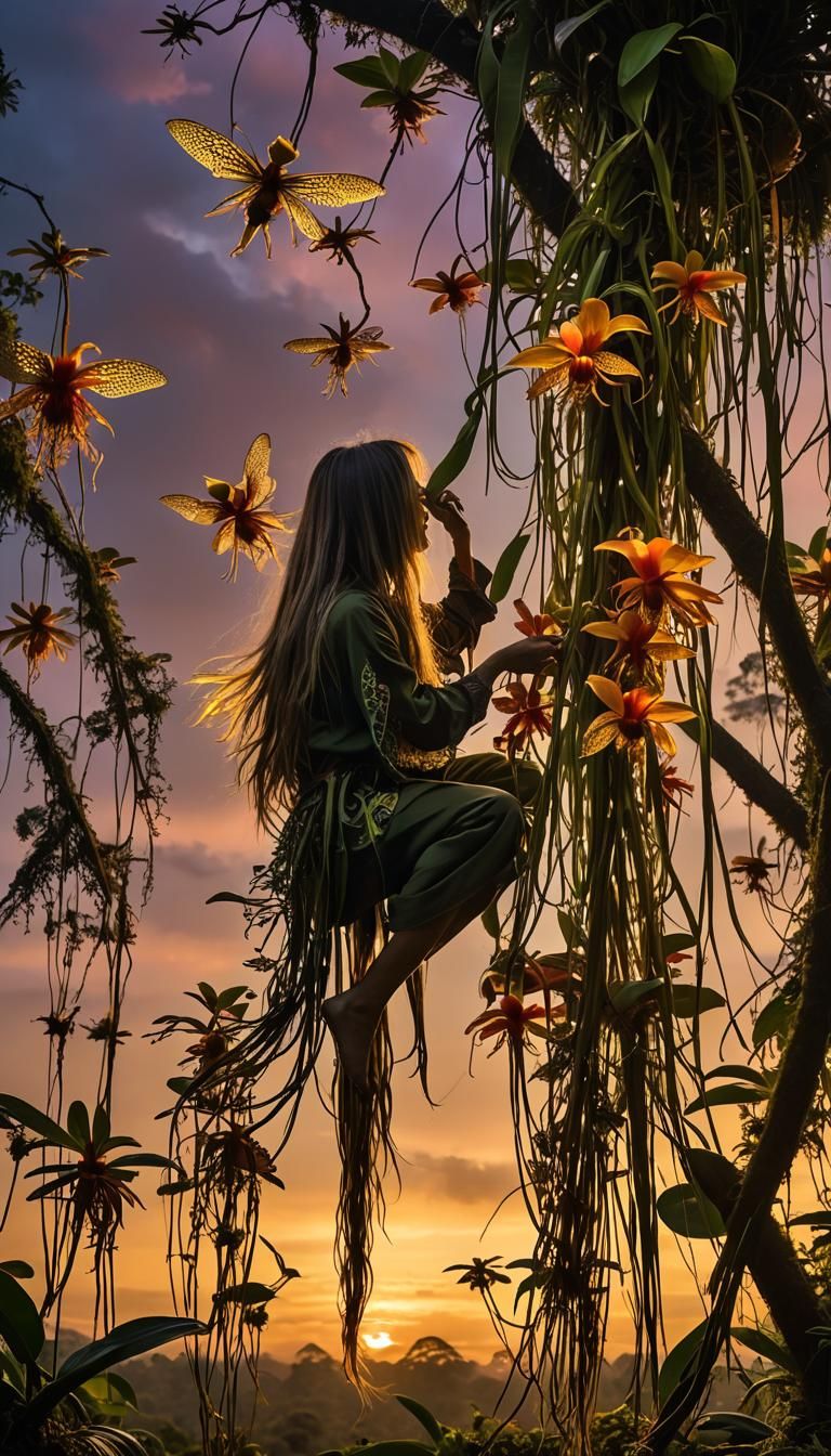 Mystical Bulbophyllum Flower in High-Resolution Photo Collag...