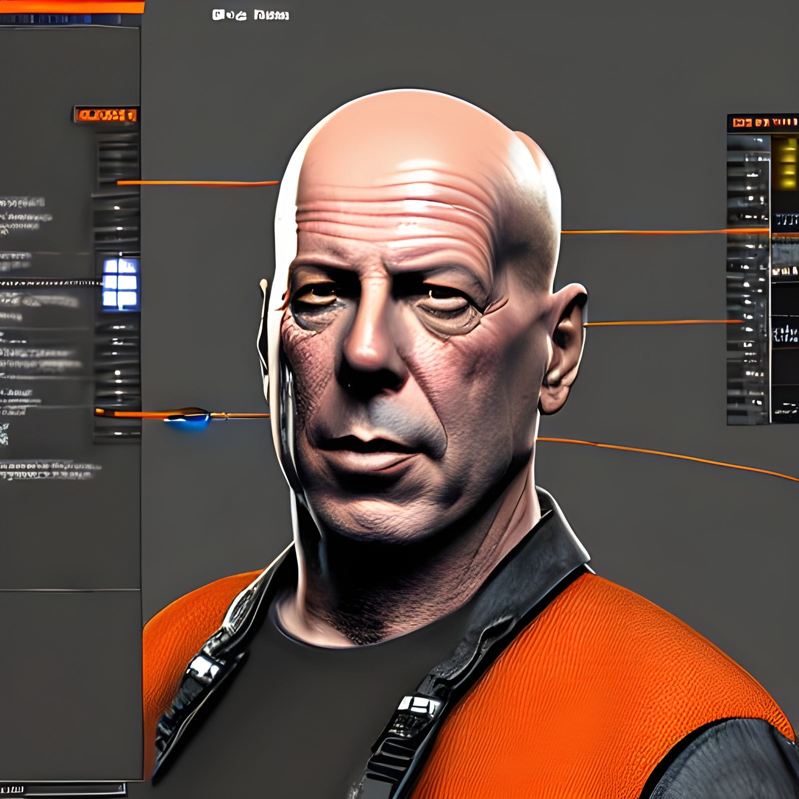 Orange Vest Man: 3D Portrait with Bokeh