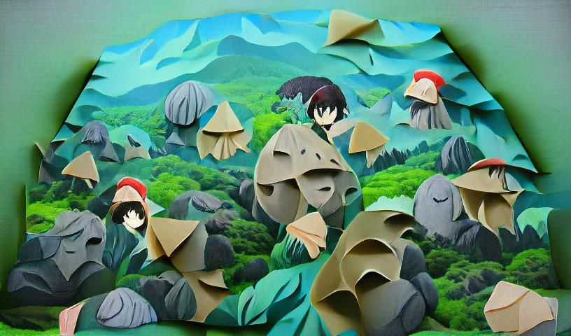 Mushroom Planet in Studio Ghibli Anime Style