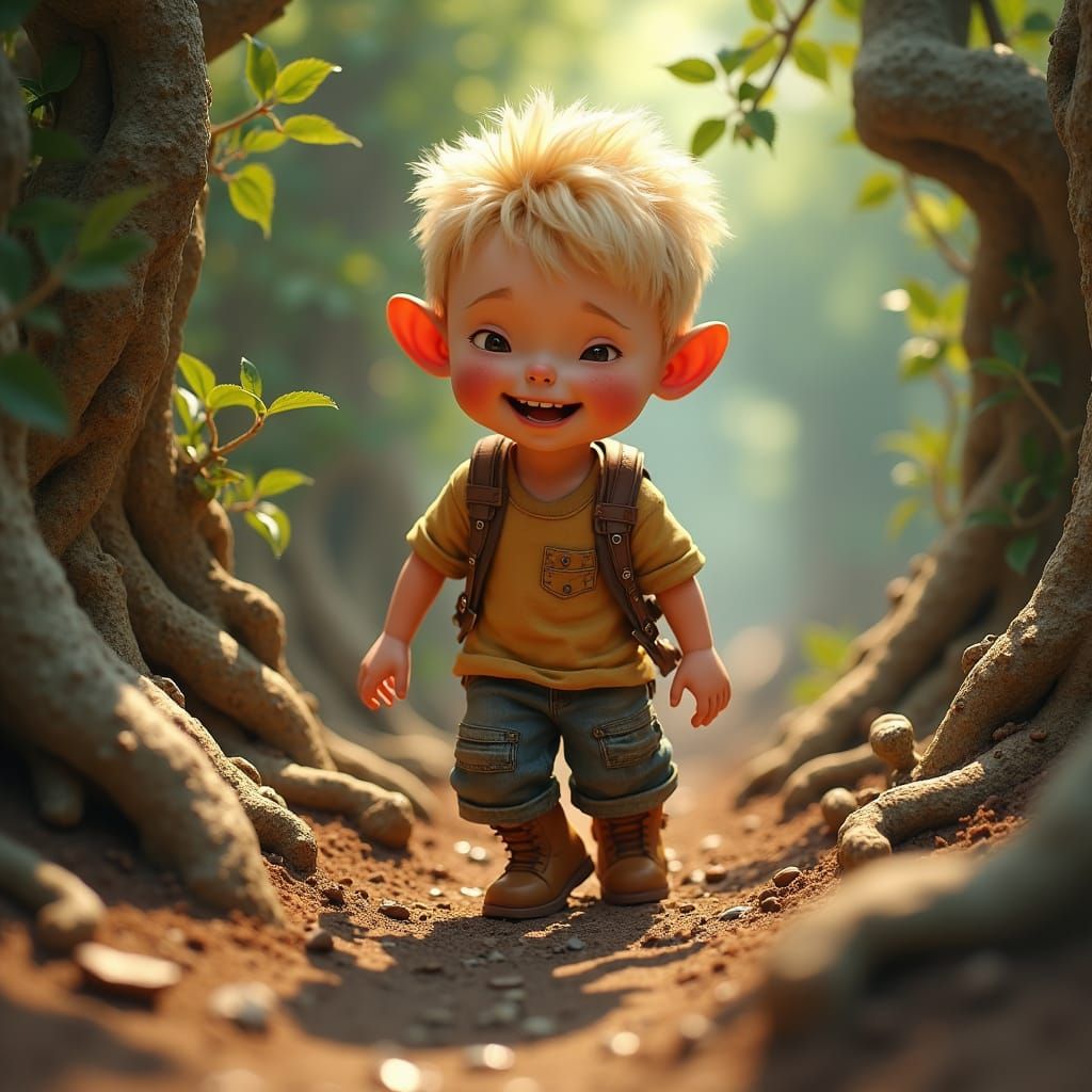Boy with Cochlear Implants Playing in Dirt