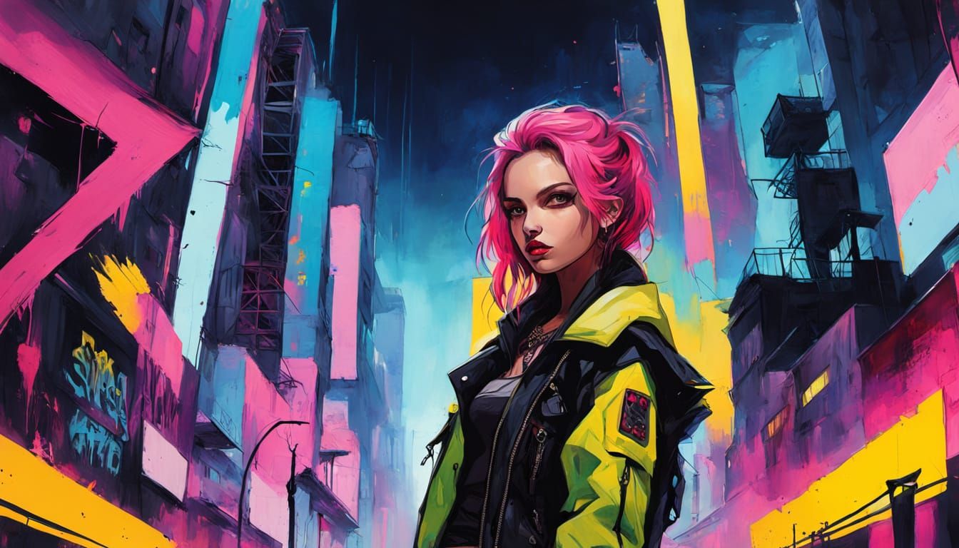 Punk Gothic Arab Goddess in Post-Apocalyptic City