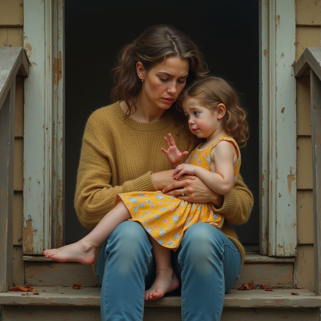 Motherly Comfort in a Tender Moment