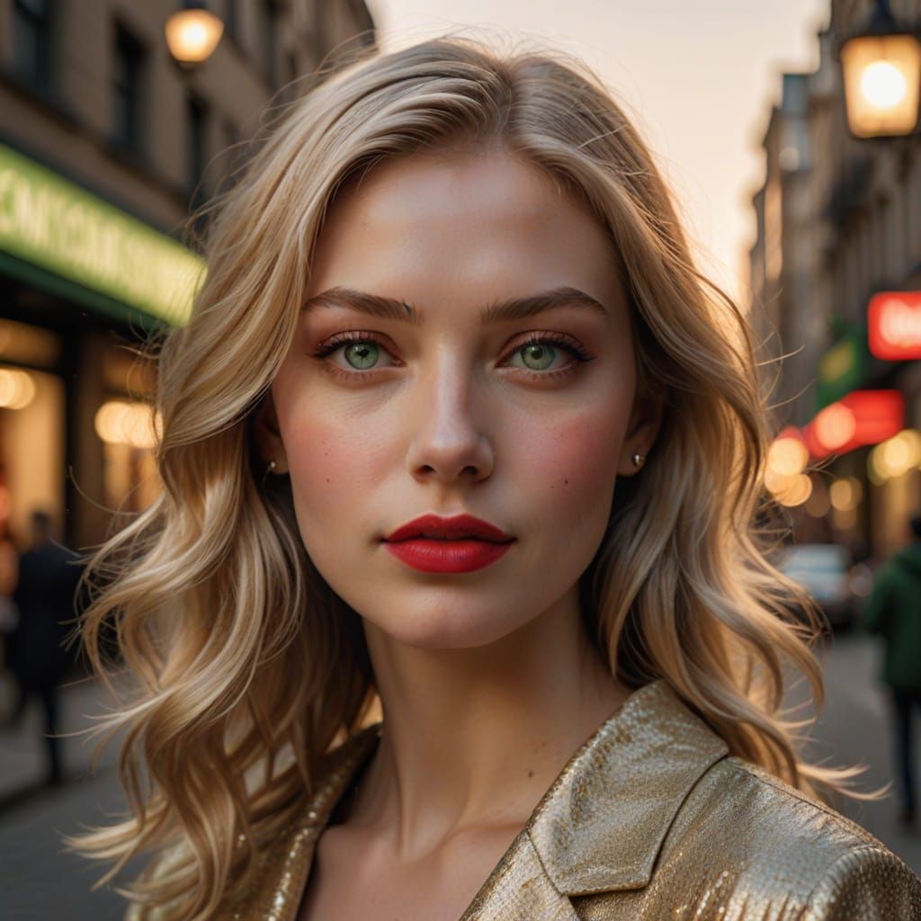 Candid Portrait of Blonde Woman With Green Eyes