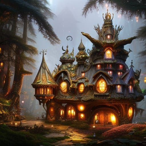 Enchanted Mushroom House in Fairytale Forest