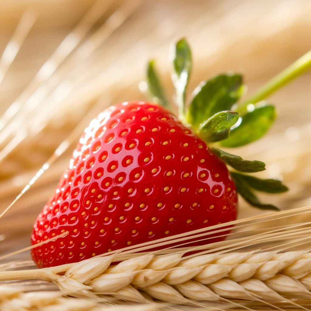 Luscious Strawberry Amidst Golden Wheat