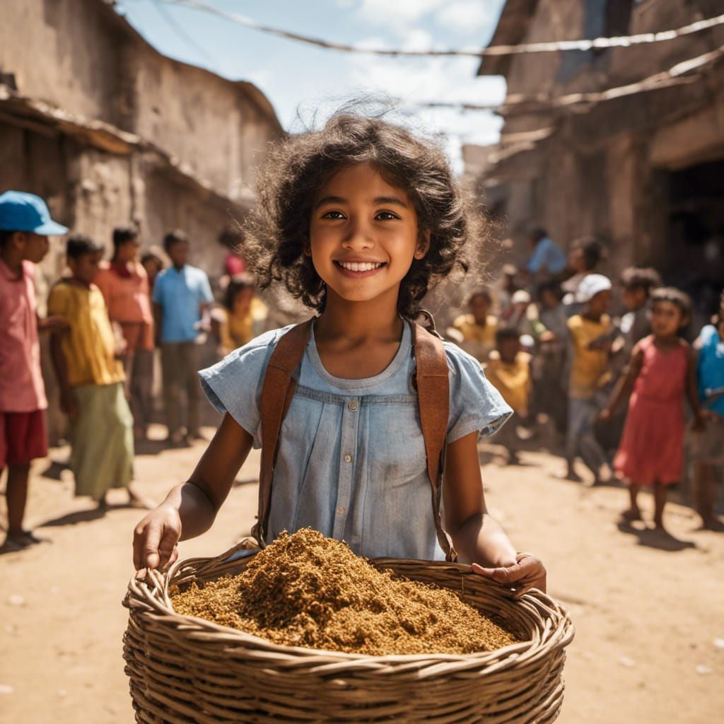Latin Girl Receives Trophy in Slum: Matte Painting