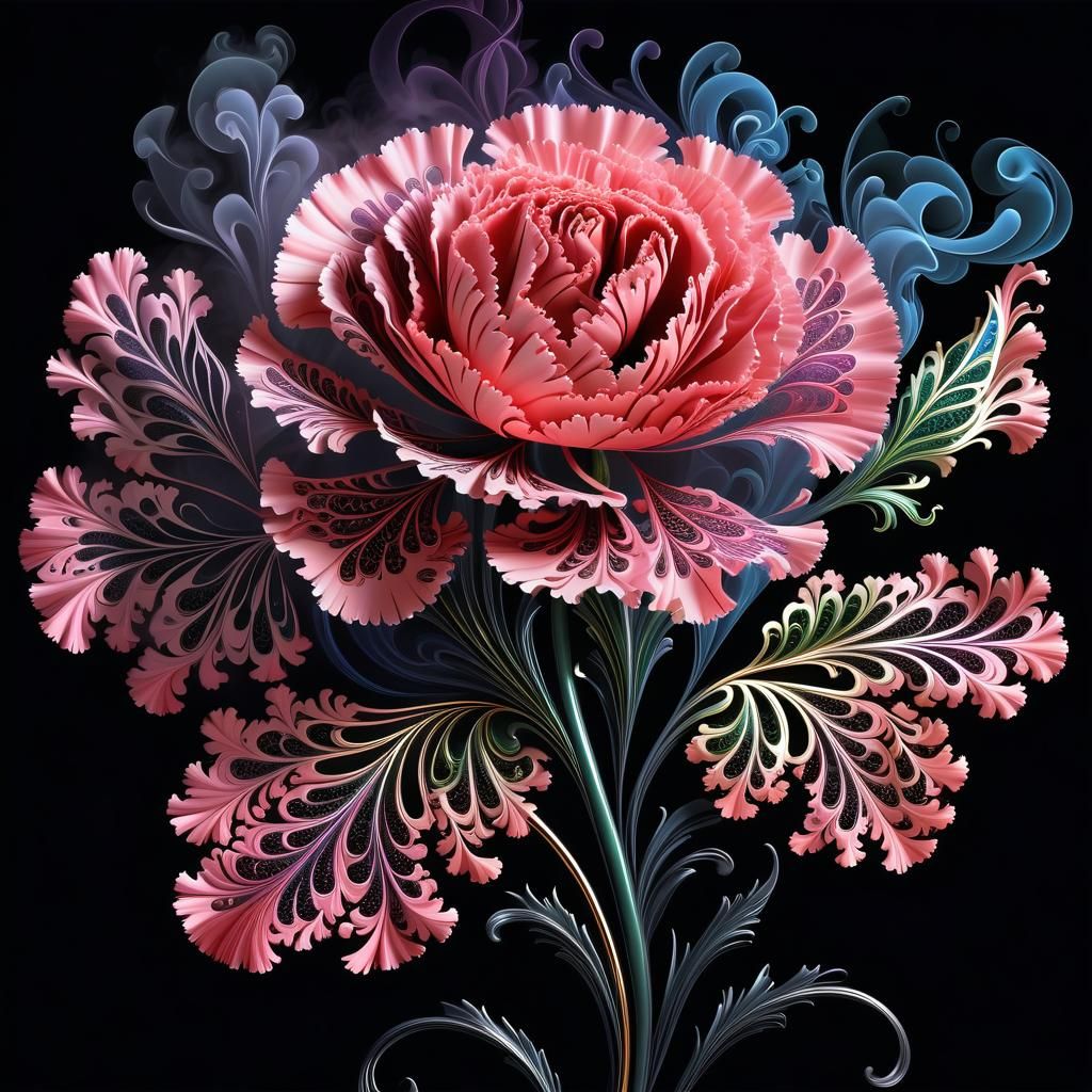 Magical Carnation Fairy in Gothic Generative Art Style