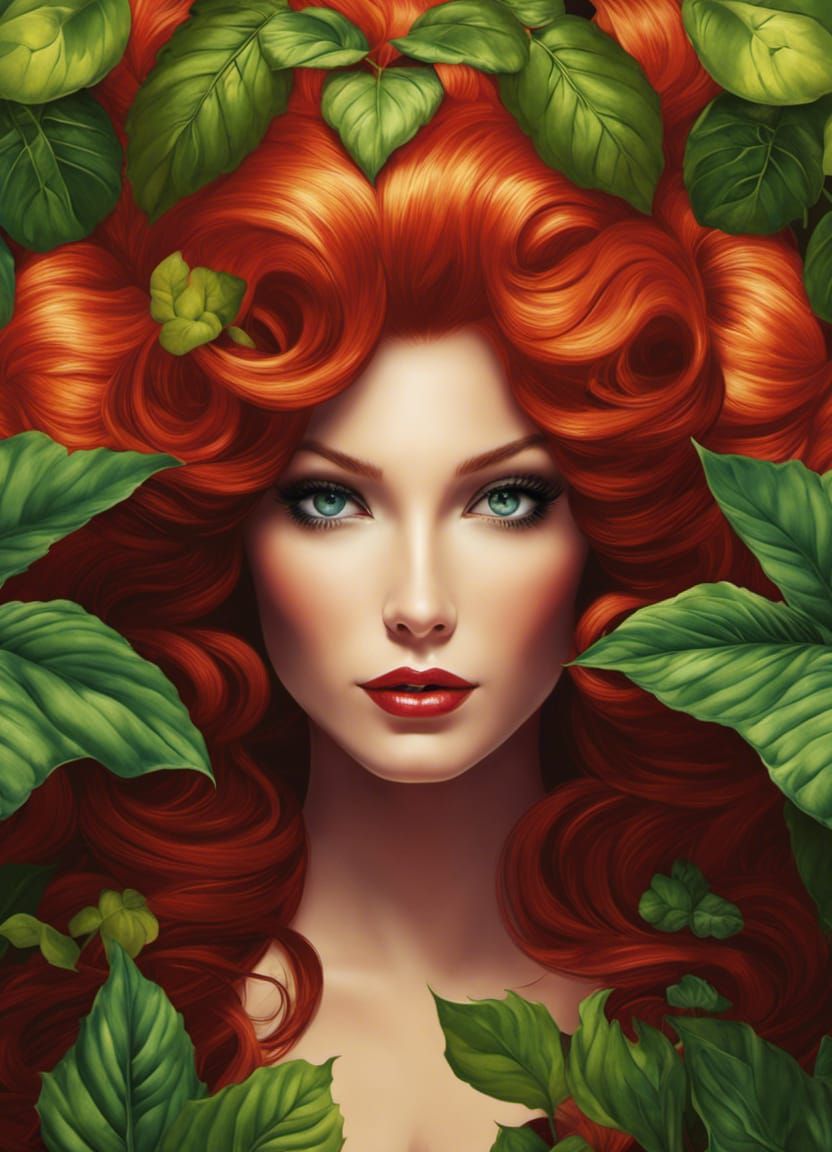 Poison Ivy: Chiaroscuro Portrait in Hyperrealistic Style