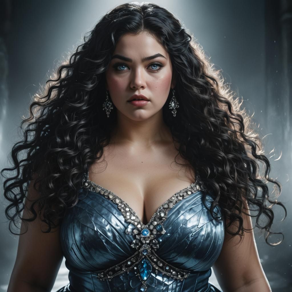 Confident Woman with Curly Hair in Cinematic Style