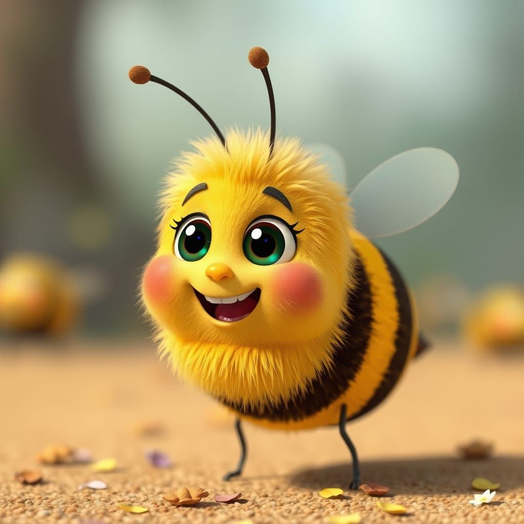 Adorable Bee in Vibrant Pixar Style