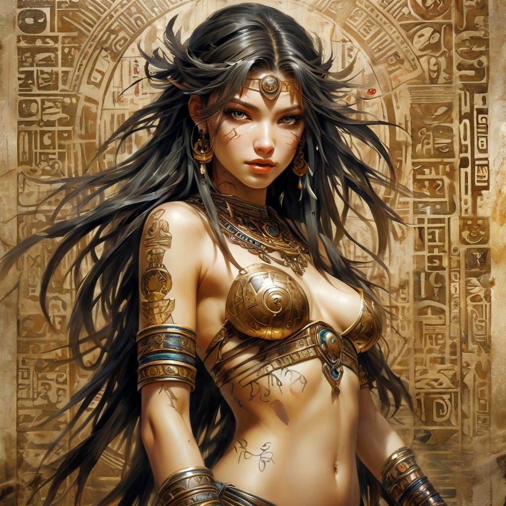 Deadly Hieroglyphs Skin Art in Dark Fantasy Style