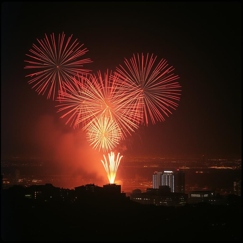 New Year's Eve Fireworks: Cinematic Film Still