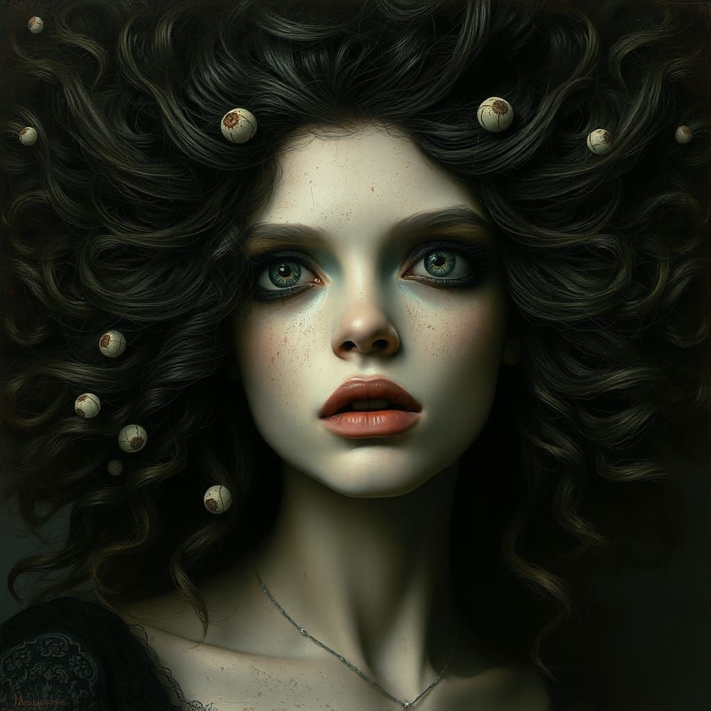 Supermodel with Big Hair and Eyeballs, Horror Style