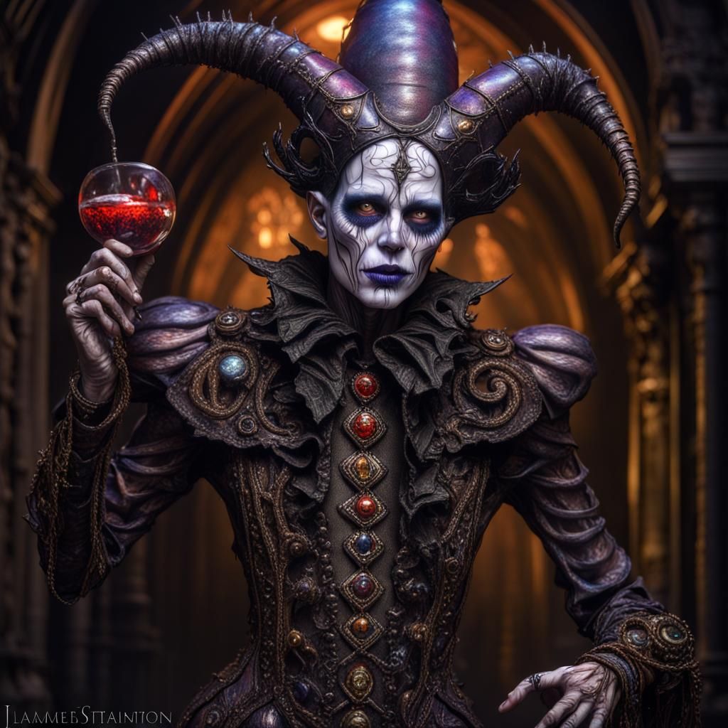 Undead Zombie Jester: Gothic Mephistopheles in Steampunk Sty...