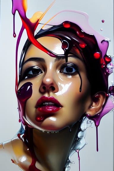 Voluptuous Woman in Dripping Chrome and Jelly