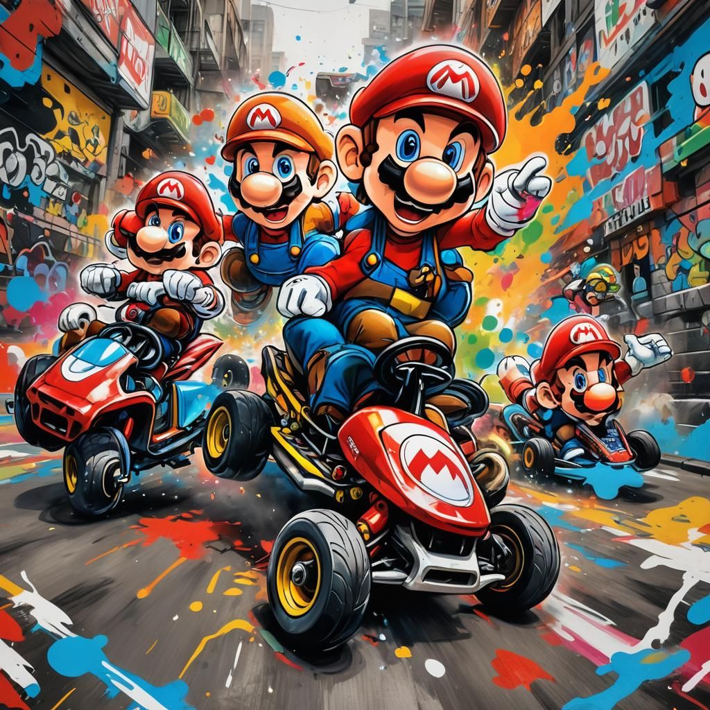 Mario Kart Graffiti Art Splash Painting