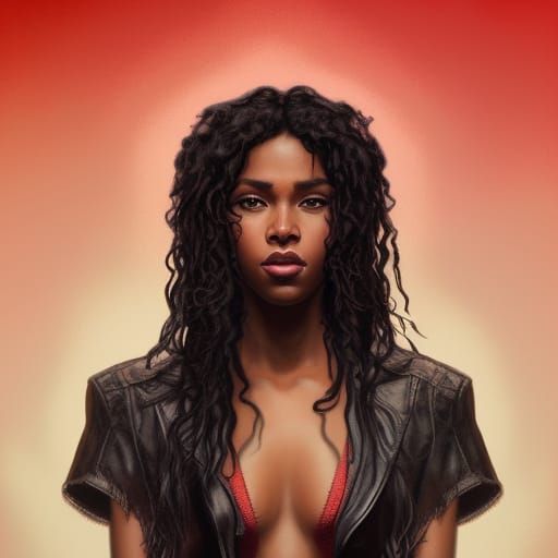 Beautiful Black Woman Portrait in Hyperdetailed Style