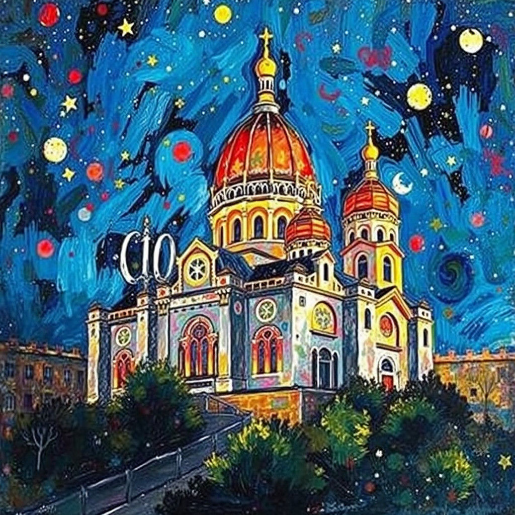 Sacré-Cœur Basilica in Bright Color Illustration