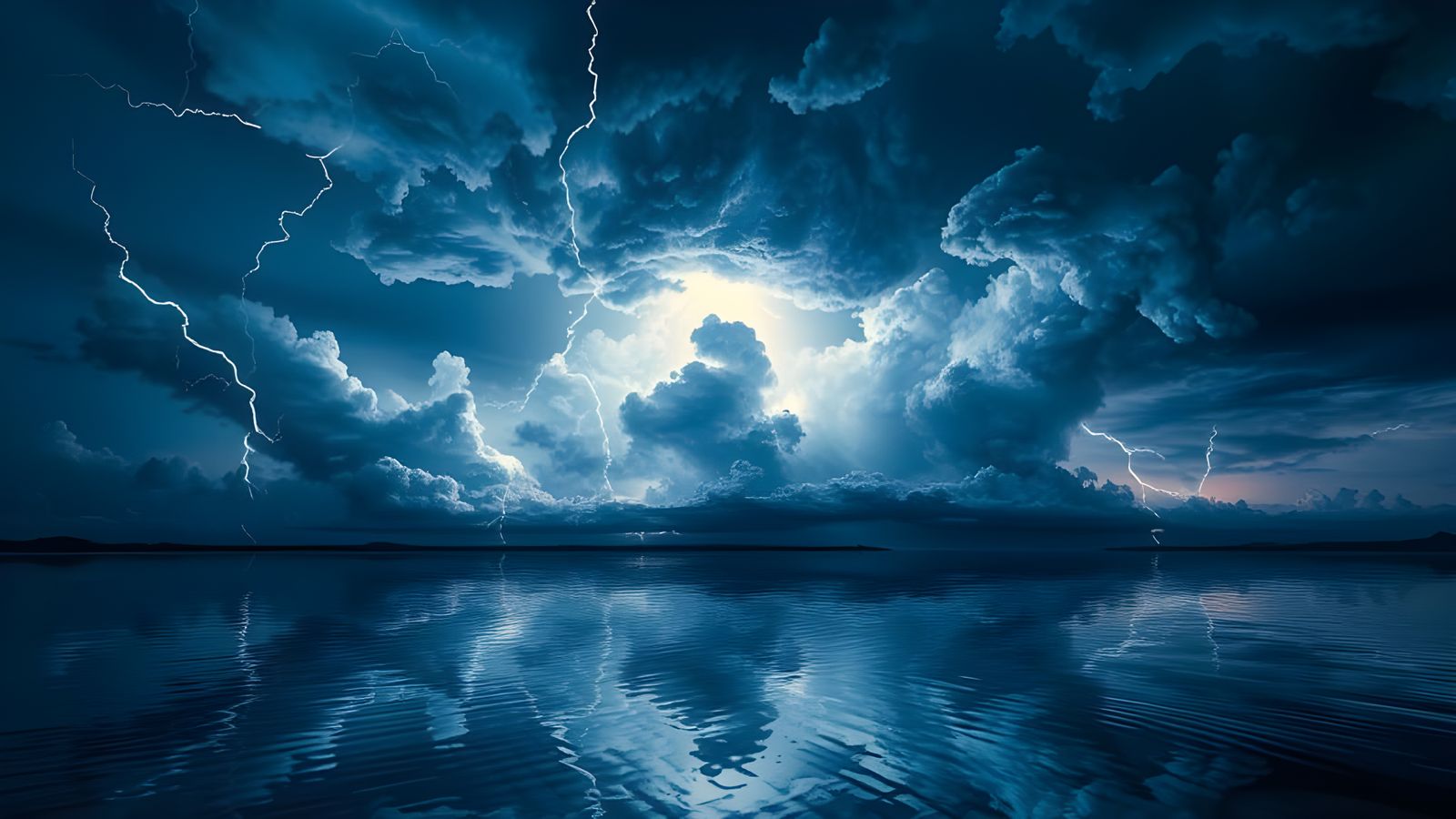 Spectacular Lightning Storm Mirrored Landscape