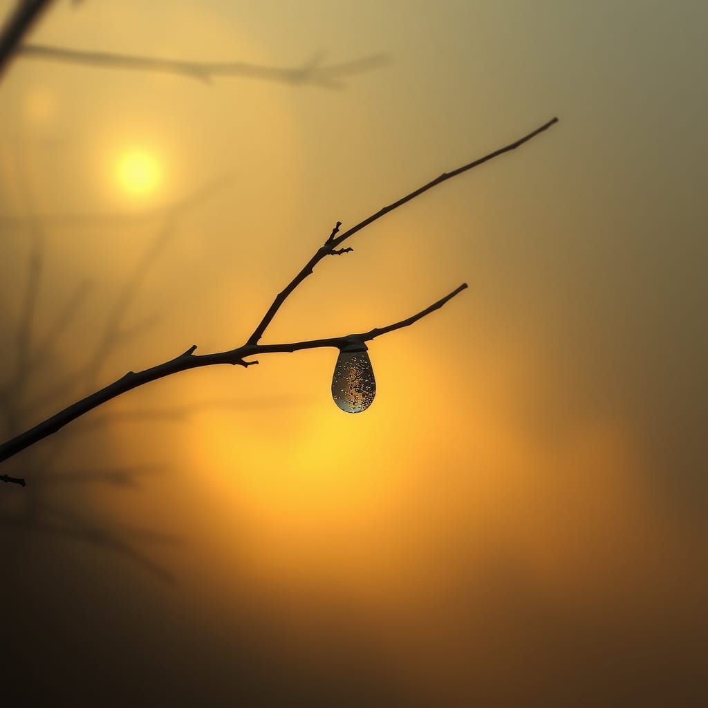 Ethereal Dewdrop in Autumn Fog: Digital Painting