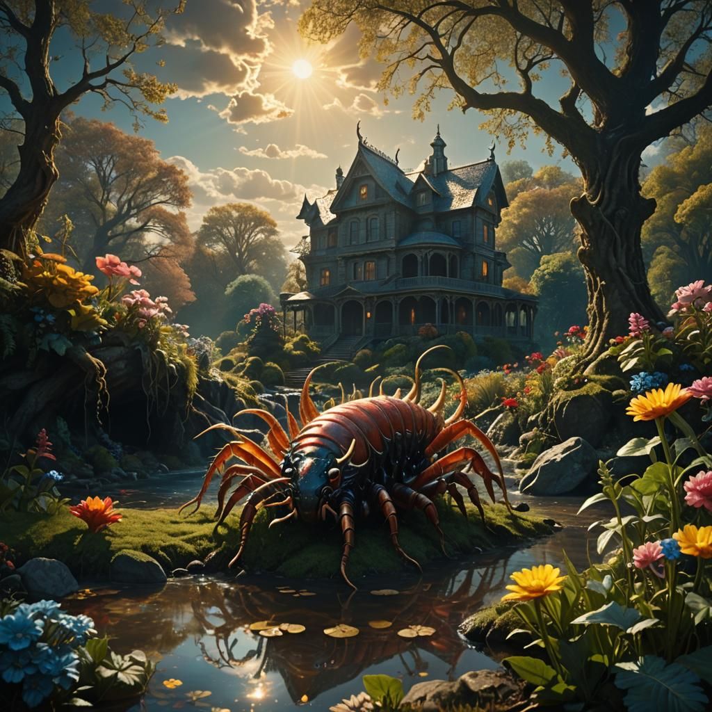 Grotesque Antlered Centipede Emits Sunshine Beams