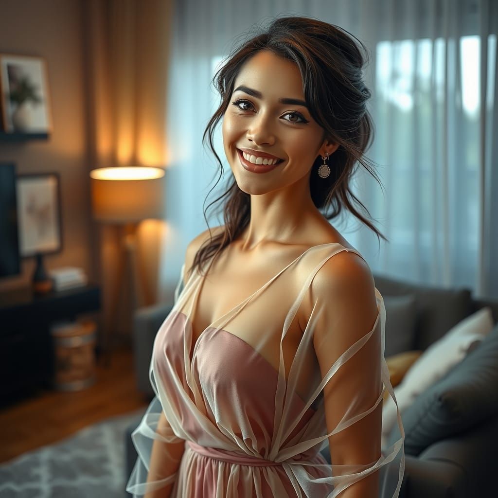 Beautiful Woman in Silk Dress: Fantasy Concept Art