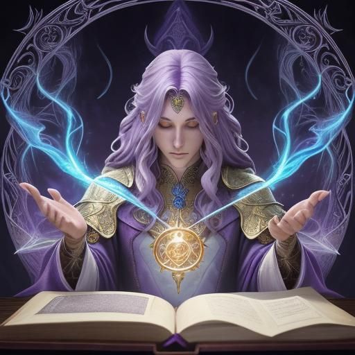 White Wizard Casting Spell in Fantasy Illustration