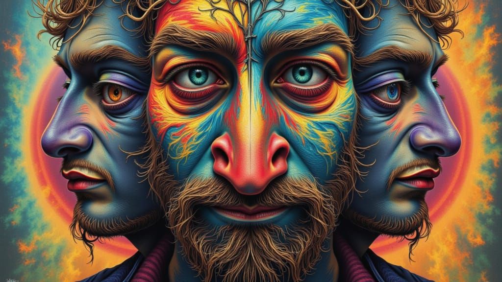 Surreal Mindscape Illusion with Hidden Faces
