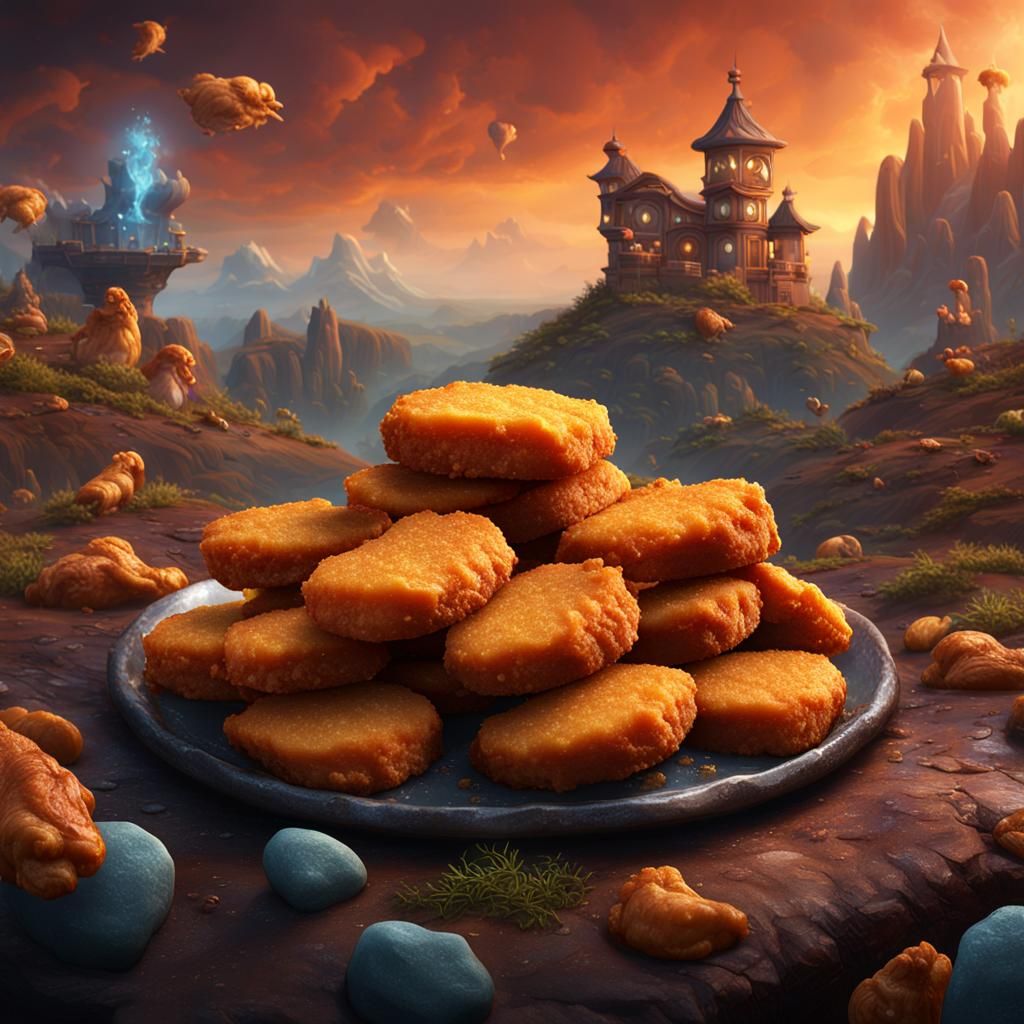 Fantastical Chicken Nuggets: Detailed Matte Painting