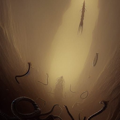 Horrific Human-Faced Centipede Mutant in Horror Style